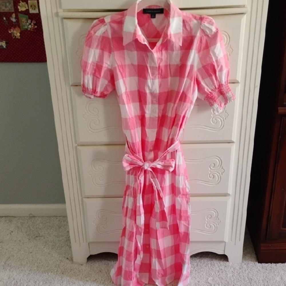 Tommy Hilfiger Pink and White Dress